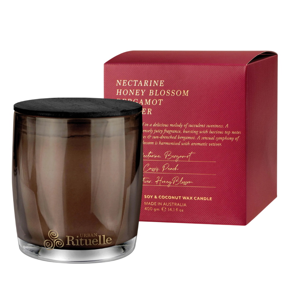 Nectarine, Honey Blossom, Bergamot, Vetiver Scented Soy Candle | 400gm