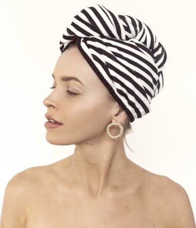 Louvelle Hair Towel wrap- Monochrome stripe